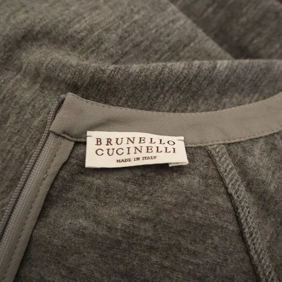 Brunello Cucinelli Monili Dress Charcoal Gray Pockets Long Sleeves Size Small - Picture 8 of 9